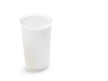 Milk in Glass Isolated white Background Liquid Yogurt Beverage Drink Food Full Cup, Soy Milk Cream, Breakfast Morning, Cow Milky Fresh for Diet Healthy Raw Food Organic.の写真素材