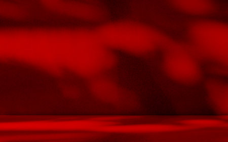 Red Background Abstract Shadow Leaf Black Gradient Pastel Studio Room Product Cosmetic Beauty Luxury...