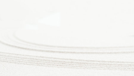 Zen Garden Sand White Background Japanese Balance Meditation Relax Buddhism Spirituality, Pattern Line Wave Mandala Mockup Spa Vacation Yoga Lifestyle Natural Summer, Texture Desert Coast Sea.の写真素材
