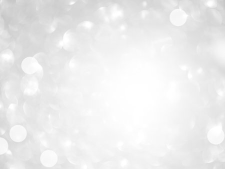Bokeh Background Light Glow White Blur Party Celebrate Texture Abstract Effect festive Blurry Holiday Effect Glitter Silver Grey Dreamy Soft Pattern Luxury Mockup Season Winter Summer Backdrop Magic.の写真素材