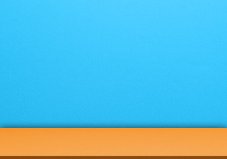 Blue Studio Bakcground Empty Room Minimal Kitchen Table Podium Bar Light Scene Smooth Abstract Counter Marble Wall Pattern Texture Design Summer Space Scene Loft Cement Two Tone.の写真素材