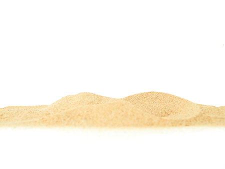 Sand Beach Isolated White Background Texture Summer Desert Zen Garden Coast Ocean for Vacation, Hot...