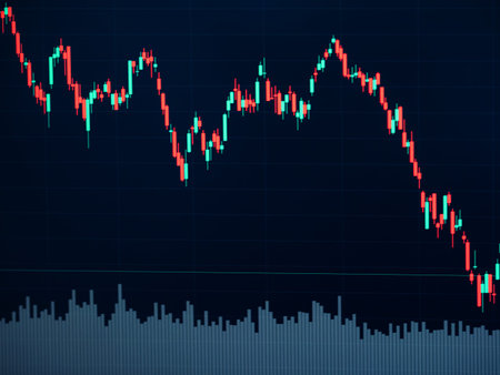 Graph Chart Stock Market Candle Stick Trade Business Data Growth Money Diagram blur Blue Background,...