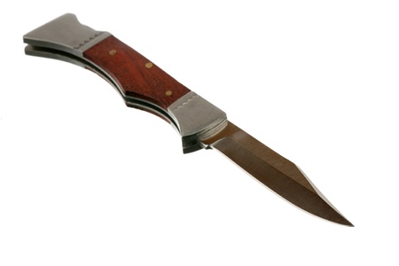 One small penknife it is isolated on a white background 