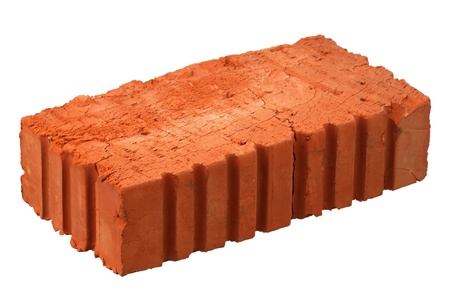 One big red brick over white background の写真素材