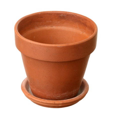 Empty flowerpot on a white background の写真素材