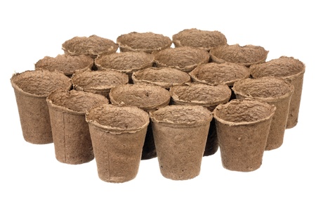 Empty peat pots isolated over white background
の写真素材