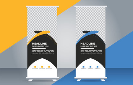 Modern roll up banner stand design template. Editable vector illustration.のイラスト素材