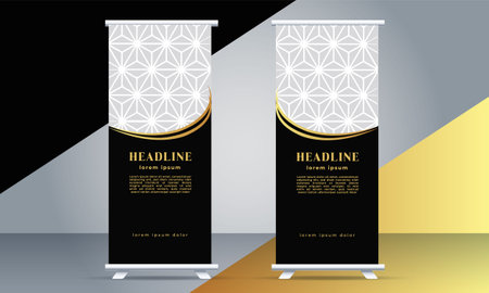 Roll up banner stand design template. Abstract background with geometric pattern.のイラスト素材