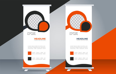 Modern roll up banner stand design template, can be used for advertising, vector illustrationのイラスト素材