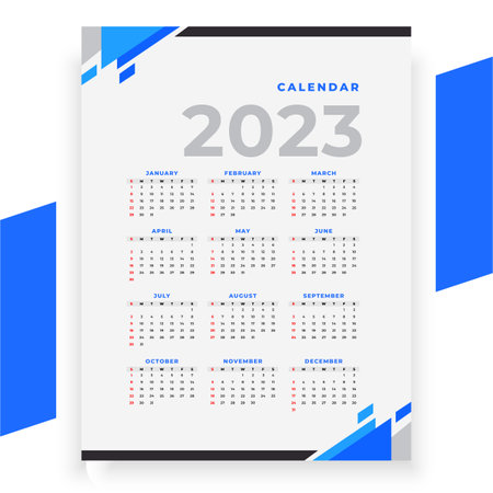 Calendar 2023 template design, simple and clean design, vector illustrationのイラスト素材