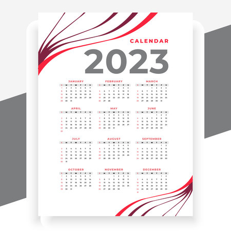 Calendar 2023 design template. Week starts on Monday. Vector illustrationのイラスト素材