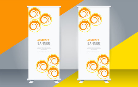 Roll up banner stand design template, modern style, vector illustration.のイラスト素材