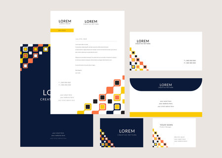 Modern business card template with geometric shapes. Stationery design. Vector illustrationのイラスト素材