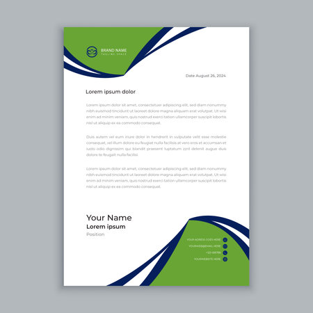 Flyer design template. letterhead  layout. Green color. Vector illustration.のイラスト素材