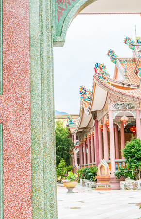 A part of Chinese style temple at Wat Mangkon Buppharam, Chanthaburi province,Thailand.の写真素材