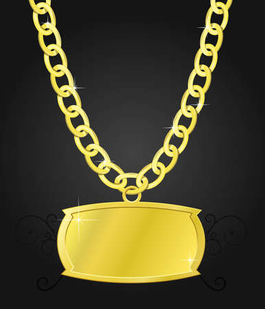 gold set of chain and the plaqueのイラスト素材