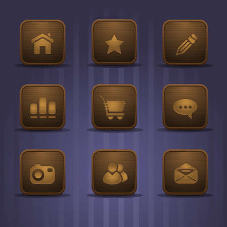 	set of realistic wooden icons, part 1のイラスト素材