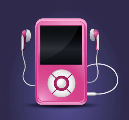 modern mp3 player with earphonesのイラスト素材