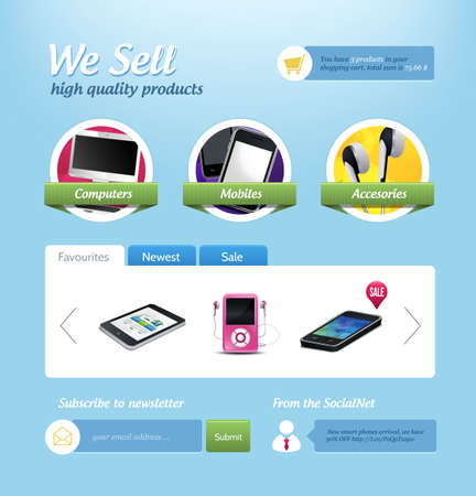 mini e-commerce website template のイラスト素材