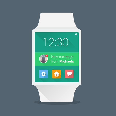 Smart watch concept with simple user interface made in flat color designのイラスト素材