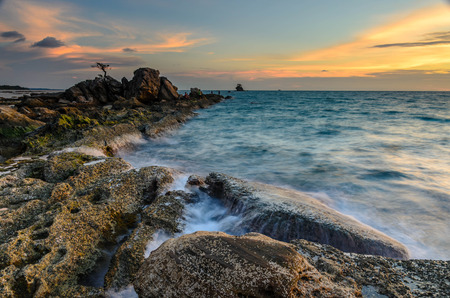 The Rock Bonsai is a famous place for fishing and photography during sunsetの写真素材