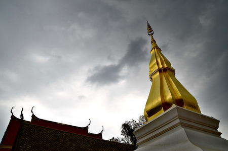 cloud obove temple in  thailandの写真素材