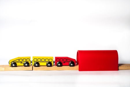 The colorful wooden train model toy for kid の写真素材