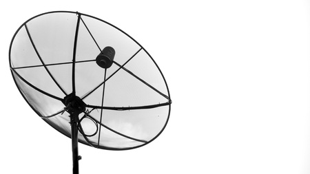 The big black satellite disc isolated on white backgroundの写真素材