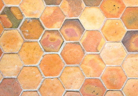 The hexagon clay floor tile background  の写真素材