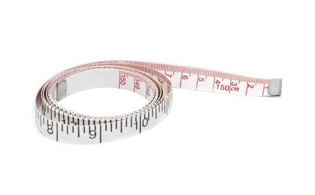 The tape measuring isolated on white backgroundの写真素材