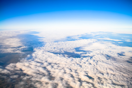 clouds  view from the window of an airplane flying in the clouds