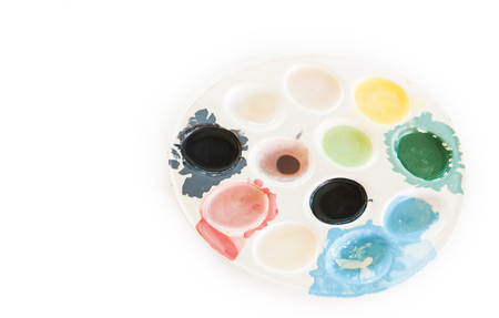 The colorful water colour plate on white backgroundの写真素材
