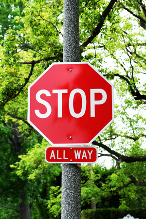 Stop sign on the streetの写真素材