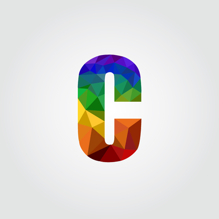 low poly alphabet on polygon vectorのイラスト素材