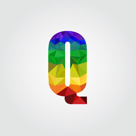 low poly alphabet on polygon vectorのイラスト素材