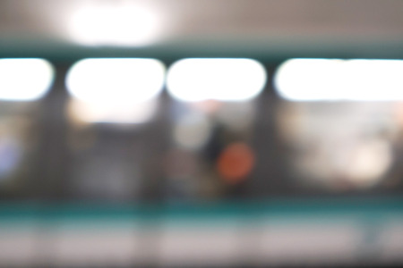 blur background of passengers waiting at subwayの写真素材