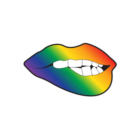 LGBT print of lips kiss vector background in rainbowのイラスト素材