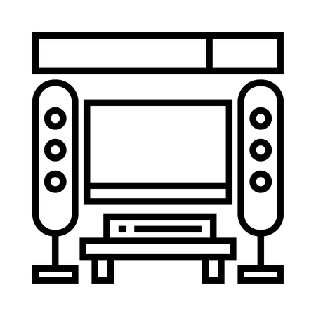 television on low cabinet and home theater in bedroomのイラスト素材