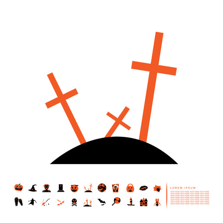 cross graveyard icon flat designのイラスト素材