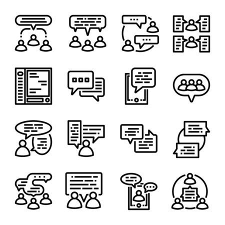 people communication, dialogue conversation icon vector setのイラスト素材