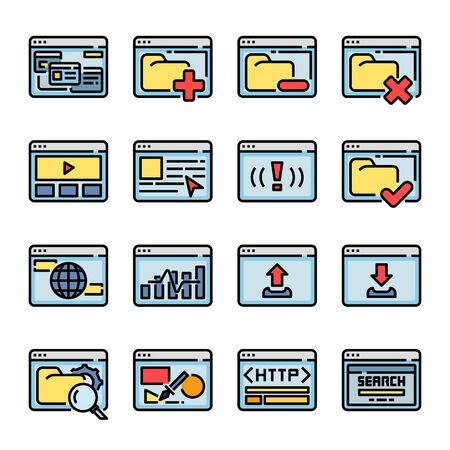 Interface Browser color vector icon setのイラスト素材