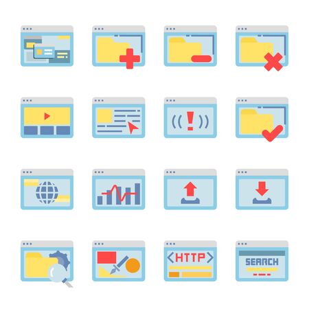 Interface Browser flat vector icon setのイラスト素材