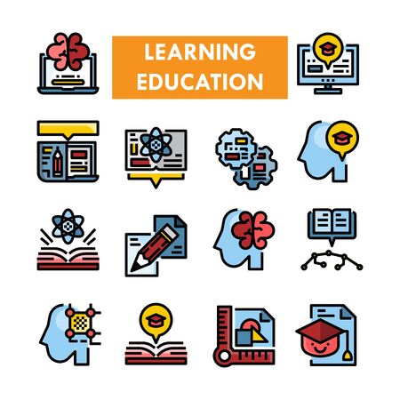 Learning Education vector icon setのイラスト素材