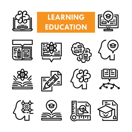 Learning Education vector icon setのイラスト素材