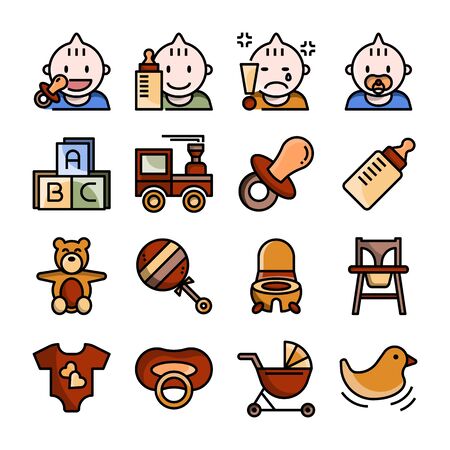 baby item vector icon setのイラスト素材