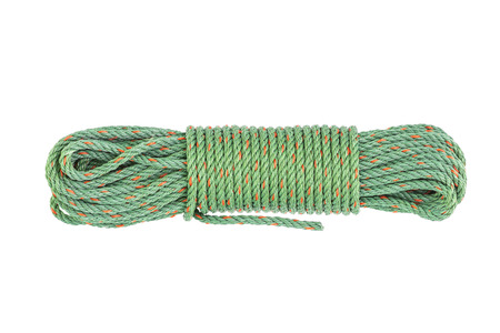 Green rope on white background.の写真素材