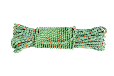 Green rope on white background.の写真素材