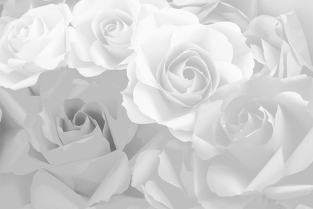 Beautiful white decoration artificial paper rose flower background for valentine day or wedding card.の写真素材