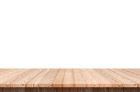 Wood shelf table isolated on white background, can be used for display or montage your product.の写真素材